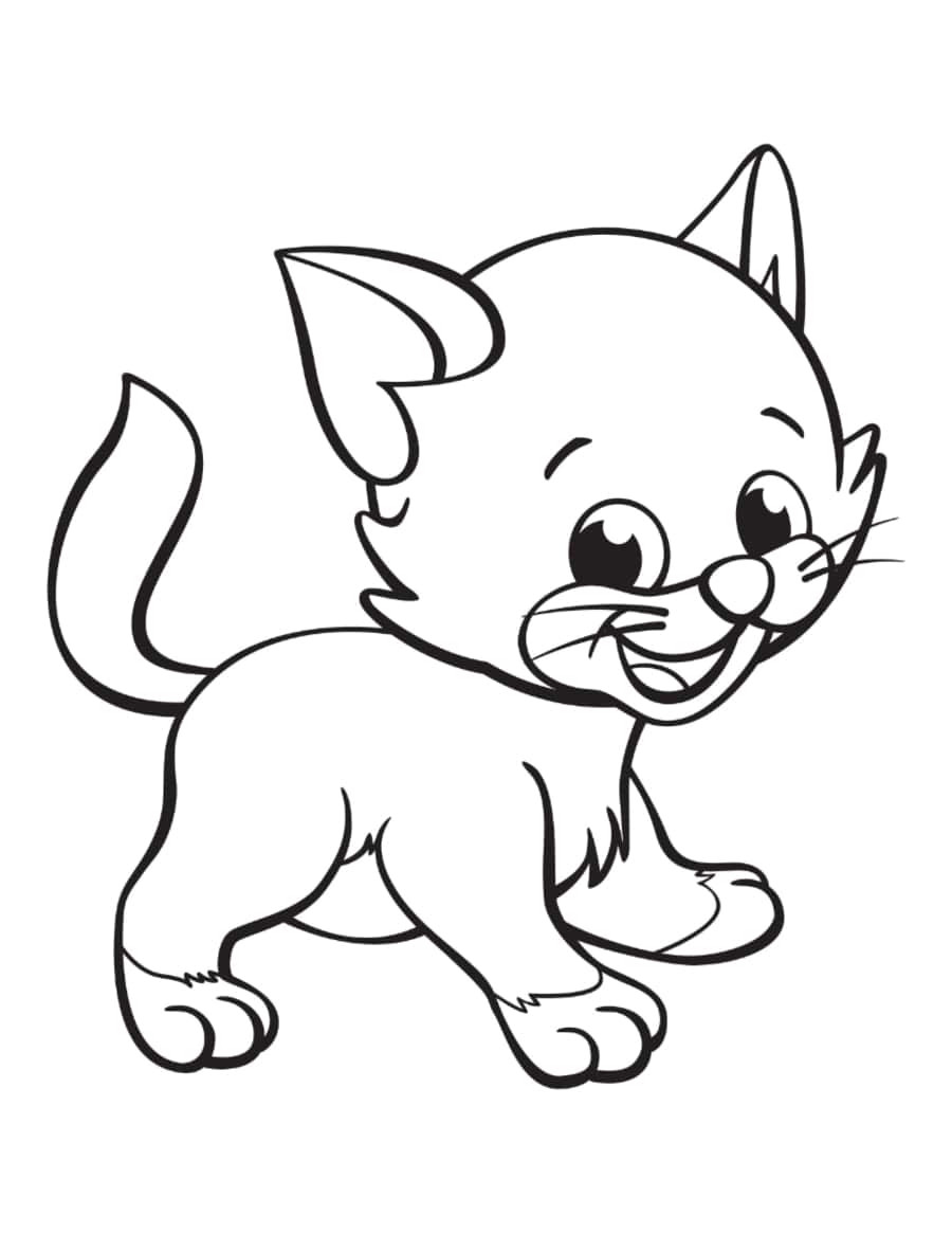 Farm Cute Cartoon Kitten Cat Kids Coloring Pages Pdf Free Vectors